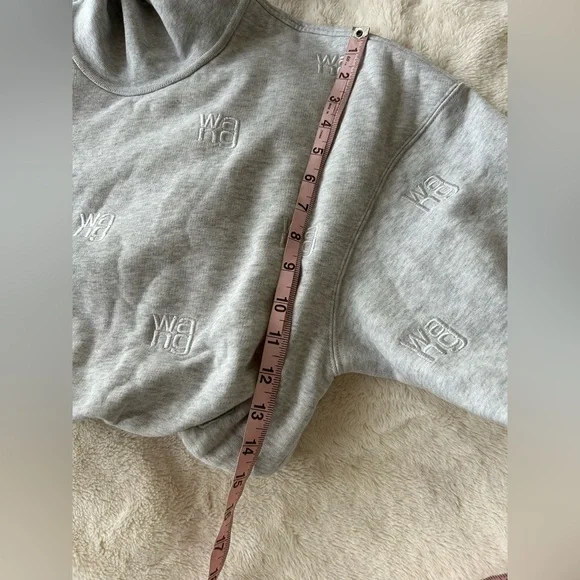 Alexander Wang All Over Logo Embroidery Monogram Turtleneck Sweatshirt Crop Top - Picture 11 of 17